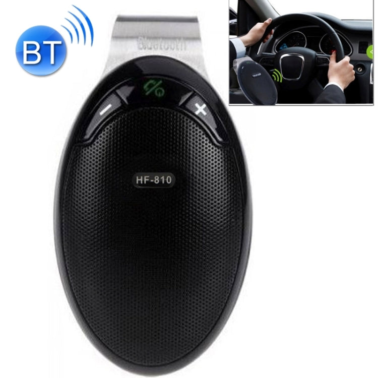 HF-810 Bluetooth 4.0 Hands Free Car Kit Speakerphone Speaker for iPhone / HTC / Samsung, with Sun Visor Clip & Car Charger