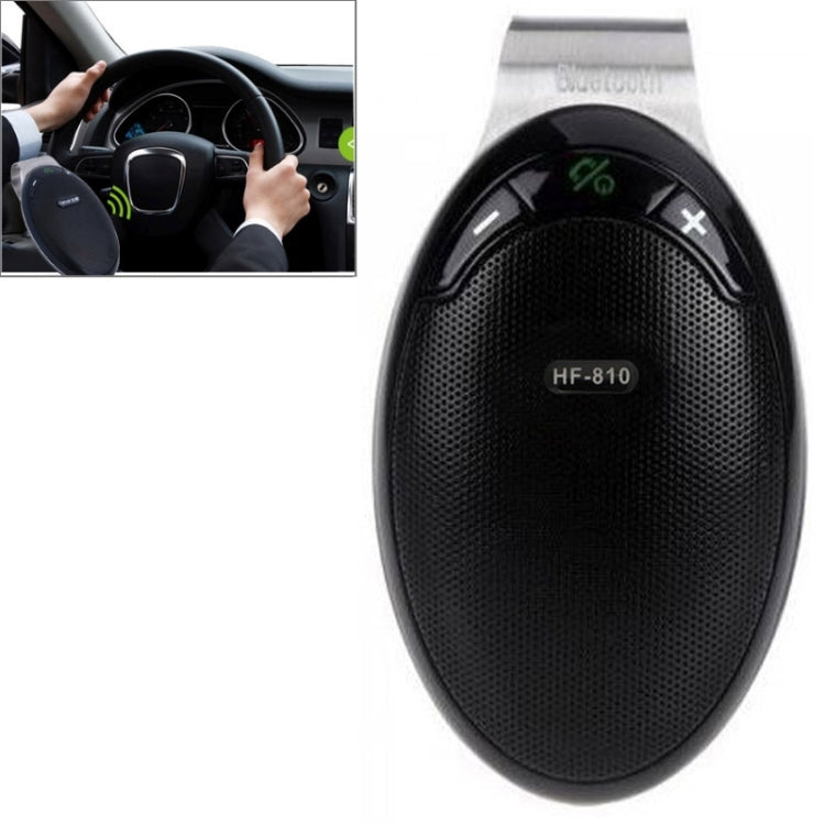 HF-810 Bluetooth 4.0 Hands Free Car Kit Speakerphone Speaker for iPhone / HTC / Samsung, with Sun Visor Clip & Car Charger