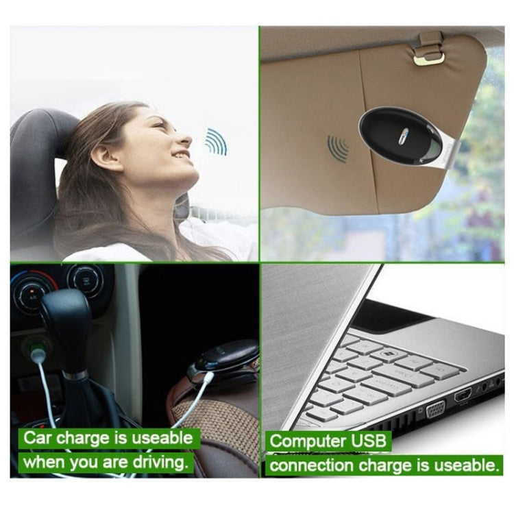 HF-810 Bluetooth 4.0 Hands Free Car Kit Speakerphone Speaker for iPhone / HTC / Samsung, with Sun Visor Clip & Car Charger