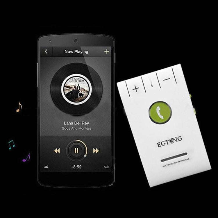 Hands Free Kit Bluetooth 4.0 In-car Multipoint Speakerphone Speaker for iPhone / HTC / Samsung, with Sun Visor Clip & Car Charger(White)