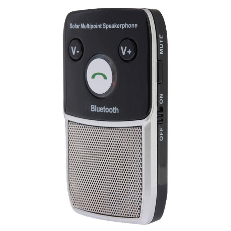 Solar Power Bluetooth 2.1 Hands Free Car Kit Multipoint Speakerphone Speaker for iPhone / HTC / Samsung, with Suckers & Car Charger