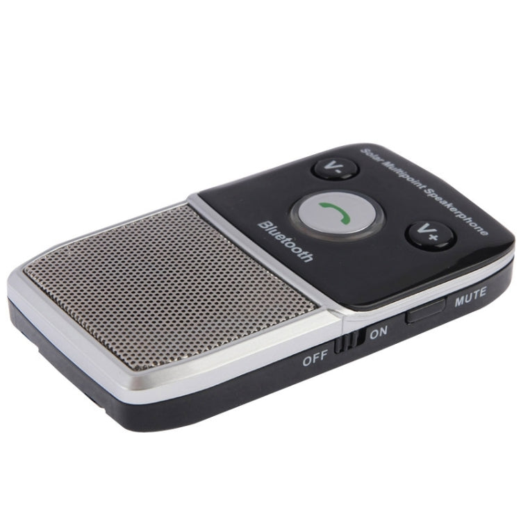 Solar Power Bluetooth 2.1 Hands Free Car Kit Multipoint Speakerphone Speaker for iPhone / HTC / Samsung, with Suckers & Car Charger