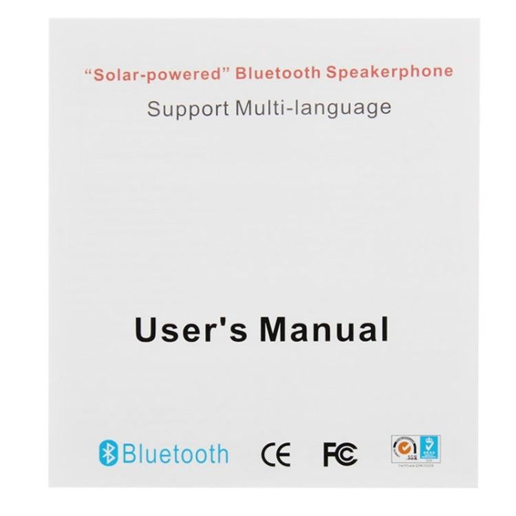 Solar Power Bluetooth 2.1 Hands Free Car Kit Multipoint Speakerphone Speaker for iPhone / HTC / Samsung, with Suckers & Car Charger