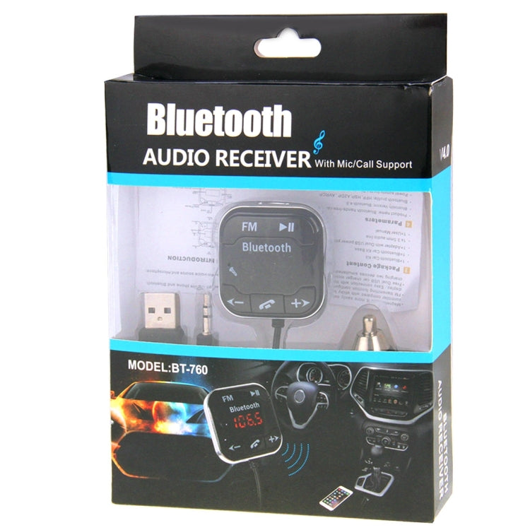 BT-760 Portable Car Bluetooth 4.0 FM Transmitter Modulator Car Kit MP3 Player, Support Mic / Call