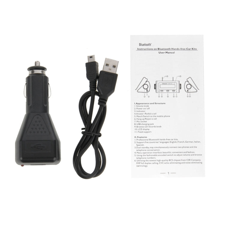 Portable Bluetooth 2.1+EDR HandsFree Car Kit, Support Caller ID LCD Display & Voice Dial