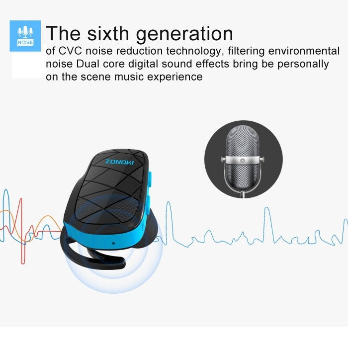Zonoki B93 Stereo Bluetooth Multipoint Connection Sweatproof Sport Headset with Mic(Blue)