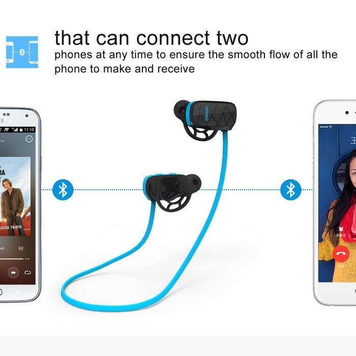 Zonoki B93 Stereo Bluetooth Multipoint Connection Sweatproof Sport Headset with Mic(Blue)