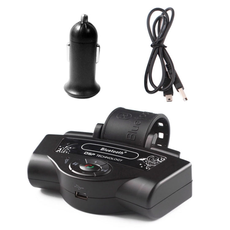 BT-8109B Steering Wheel Car Bluetooth Hands-free Kit with Car Charger, Support Music Play & Hands-free Answer Phone & FM Function(Black)