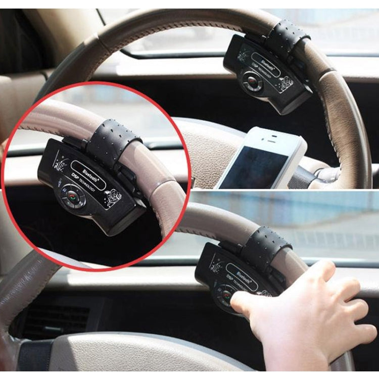 BT-8109B Steering Wheel Car Bluetooth Hands-free Kit with Car Charger, Support Music Play & Hands-free Answer Phone & FM Function(Black)