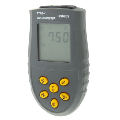 HS6802 Handheld Digital Contact Thermometer with Dual-channel(Grey)