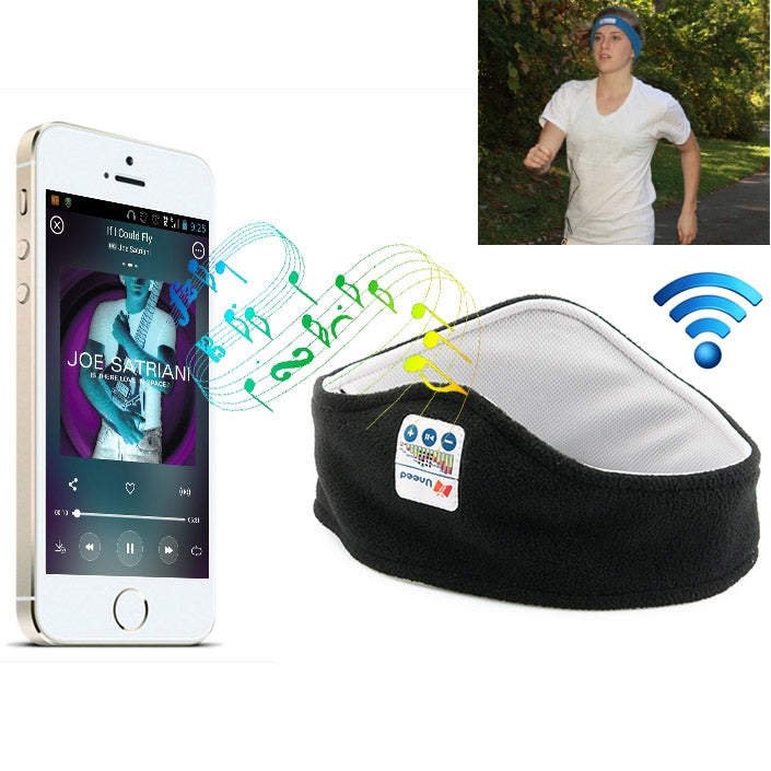 Stereophonic Bluetooth Run Headband BT-H90-NB, Fleece Sports Head Band BT 3.0 Connectivity, 10 Meters Range(Black)