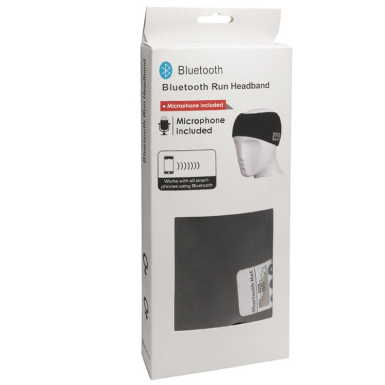 Stereophonic Bluetooth Run Headband BT-H90-NB, Fleece Sports Head Band BT 3.0 Connectivity, 10 Meters Range(Black)