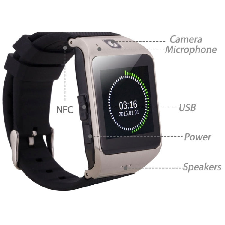 UHAPPY UW1 Smart Watch 1.55 inch Capacitive Touch Screen Watch Phone, Support Fitness Function / Pedometer / Sedentary Remind / Sleep Monitor / NFC / GSM