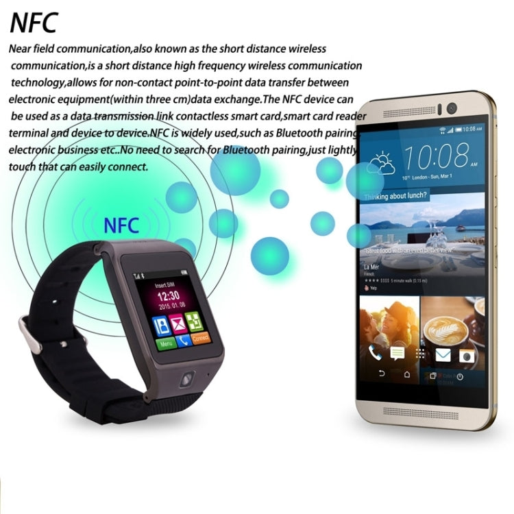 UHAPPY UW1 Smart Watch 1.55 inch Capacitive Touch Screen Watch Phone, Support Fitness Function / Pedometer / Sedentary Remind / Sleep Monitor / NFC / GSM