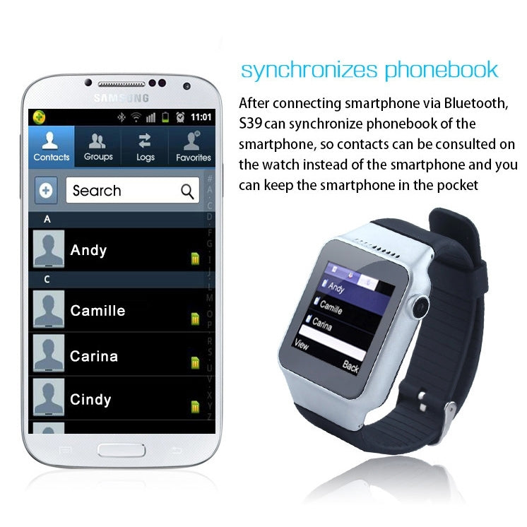ZGPAX S39 GSM Smart Watch Phone, MTK6260, Anti-lost Function / Remote Camera, Bluetooth / FM Radio, Network: 2G