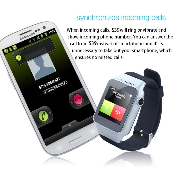 ZGPAX S39 GSM Smart Watch Phone, MTK6260, Anti-lost Function / Remote Camera, Bluetooth / FM Radio, Network: 2G
