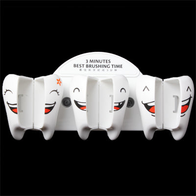 Smile Face Style Suction Toothbrush Holder Rack Wall Decor(White)