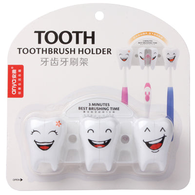 Smile Face Style Suction Toothbrush Holder Rack Wall Decor(White)