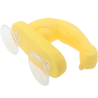 Arm Shape Dual Suction Cup Bag / Towel Hooks(Yellow)