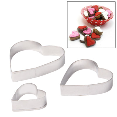 3 PCS Heart Shape Food Processing Machine for Soft Biscuit Machine / Cake Biscuit Moulds(Silver)