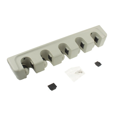 Wall Mounted 5 Positions Mop Broom Holder Tool with 2 Hooks