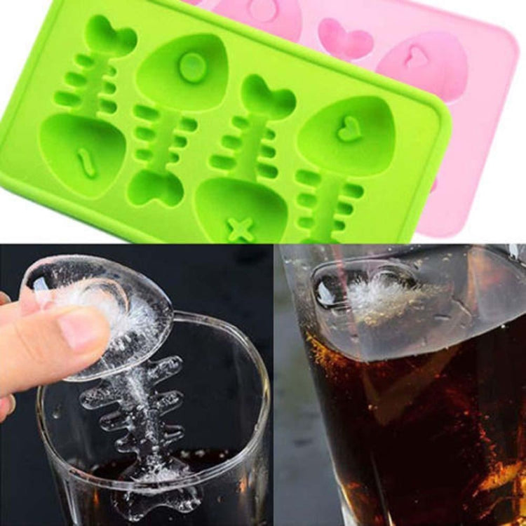 Silicone Fish Bone Shaped Ice Cube Trays Mold (Random Color Delivery)