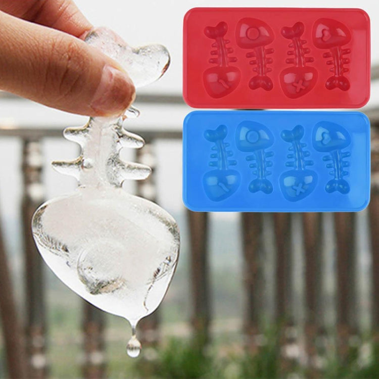 Silicone Fish Bone Shaped Ice Cube Trays Mold (Random Color Delivery)
