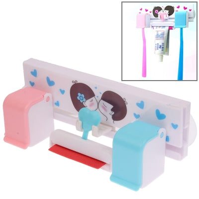 Sweet Lovers Toothbrush / Toothpaste Holder with Suction Cups(White)