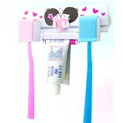 Sweet Lovers Toothbrush / Toothpaste Holder with Suction Cups(White)