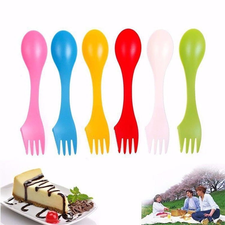 6 PCS Colorful ABS 3-in-1 Knife / Fork / Spoon Set