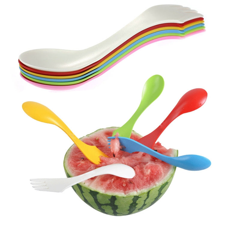 6 PCS Colorful ABS 3-in-1 Knife / Fork / Spoon Set