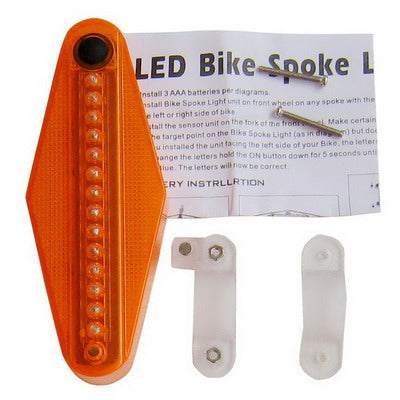 Bike Bicycle Wheel Spoke 14 LED Blue Light 40 Patterns(Orange)