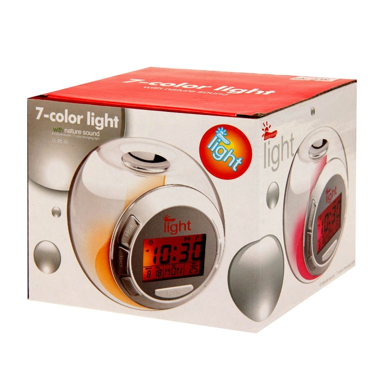 7 Color Crystal Light and Natural Sound Calendar Alarm Clock