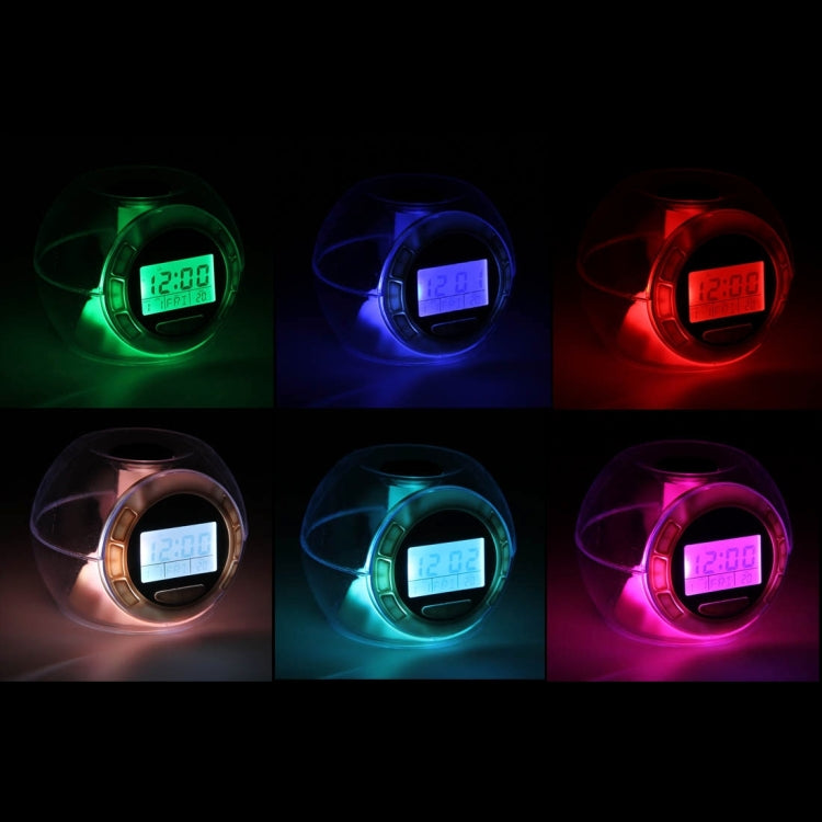 7 Color Crystal Light and Natural Sound Calendar Alarm Clock