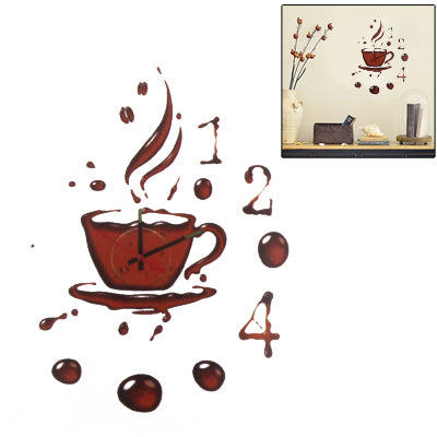 Fashionable DIY Coffee Cup Wall Sticker Clock Home Decoration