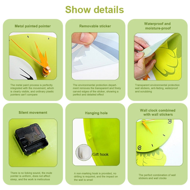 DIY 3D Cartoon Bird Style Wall Clock(Green)