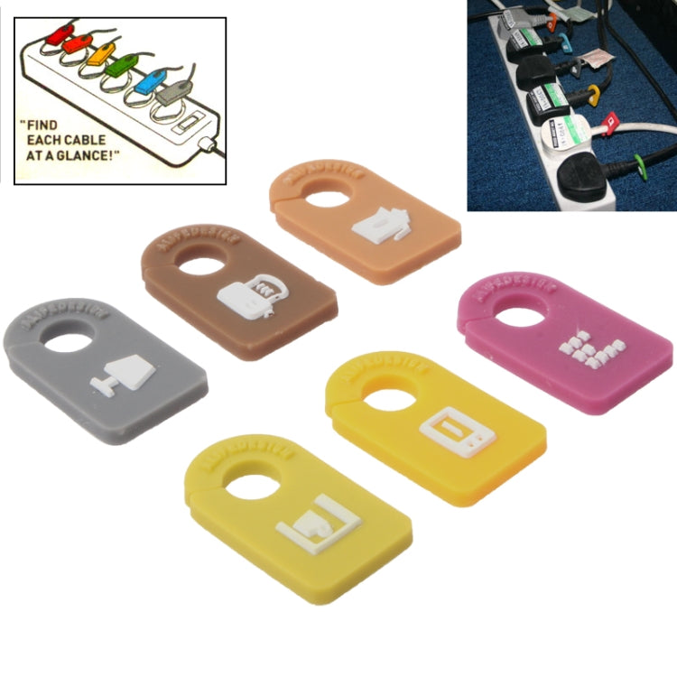 Interior Cable Plug Tag Cable Identifier Manager for Office Home Use (6pcs in one packaging, the price is for 6pcs)