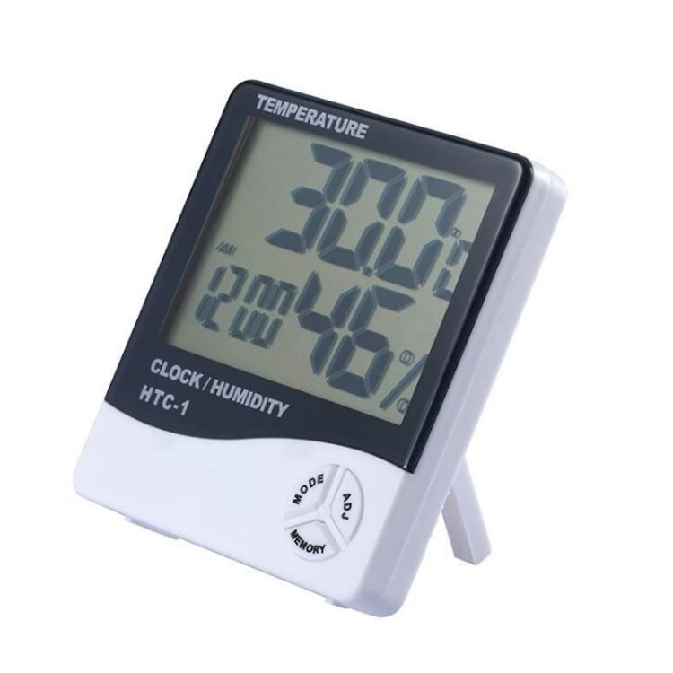 3.8 inch LCD Digital Temperature & Humidity Meter with Clock / Calendar (HTC-1)(White)
