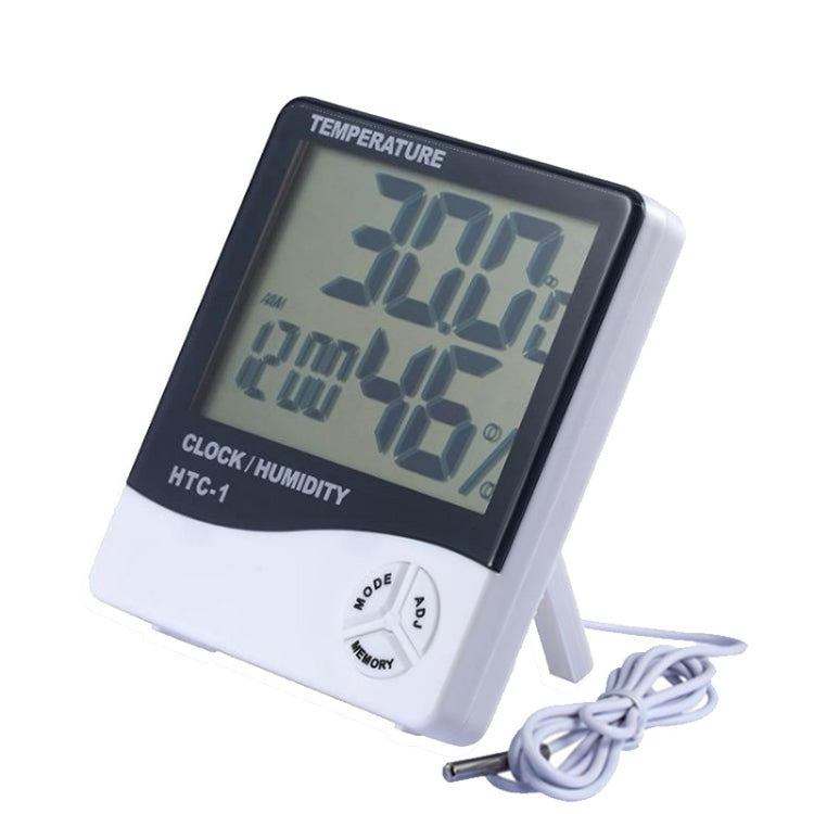 3.8 inch LCD Digital Temperature & Humidity Meter with Clock / Calendar (HTC-1)(White)
