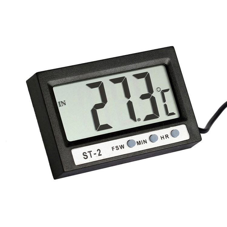 Indoor and Outdoor LCD Dual-Way Digital Thermometer with Clock(Black)