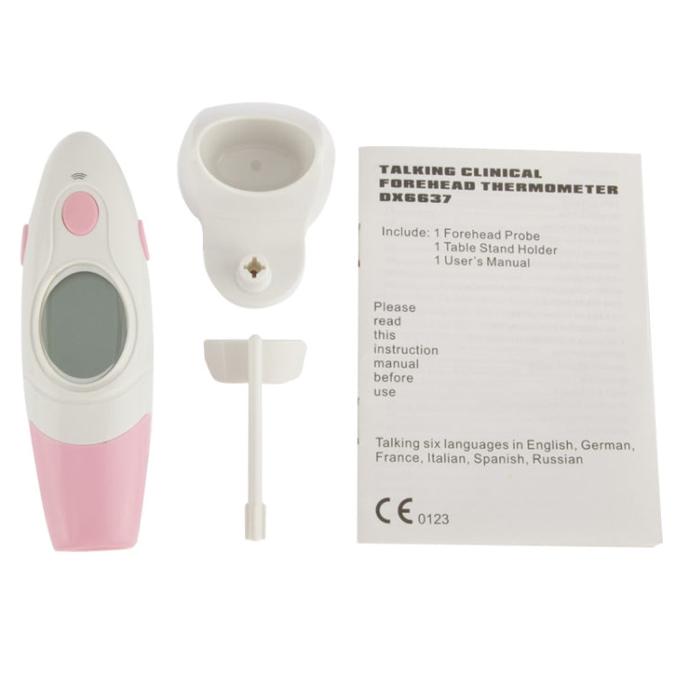 Talking Clinical Forehead Thermometer With Clock and Calendar (DX6637)(Pink)