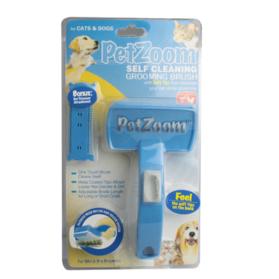 PetZoom Self Cleaning Grooming Brush for Dog & Cat