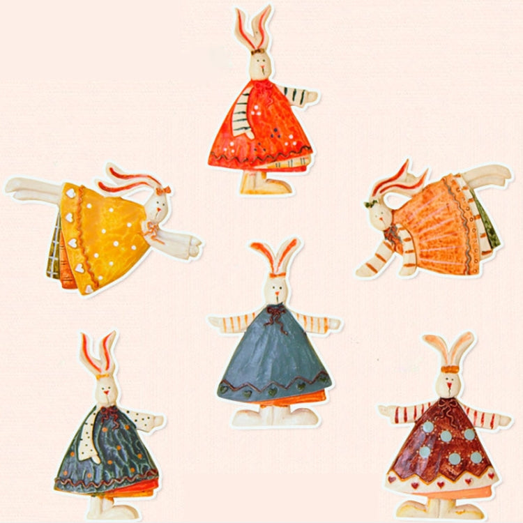 6 PCS European Countryside Style Rabbit Fridge Magnet Cartoon Hare Resin Magnet