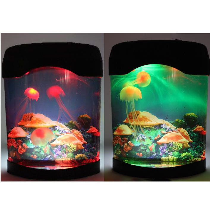Multicolored PVC Decorative Fish Tank with 3 Acaleph(Black)