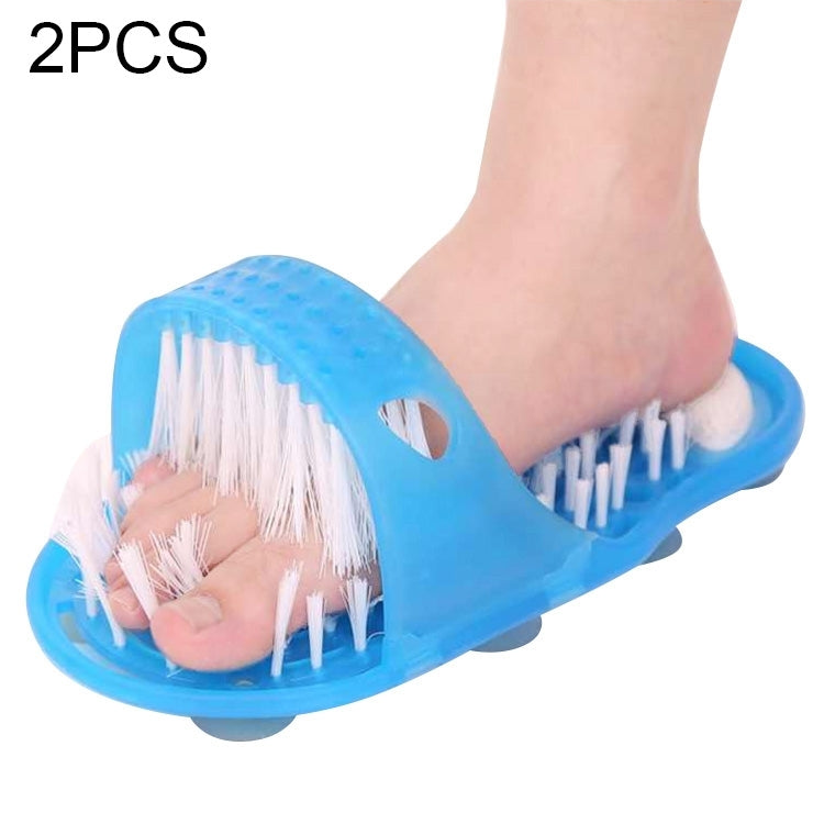 2 PCS Easy Feet Bathroom Clean Exfoliating Scrub Massage Slipper with Brushes