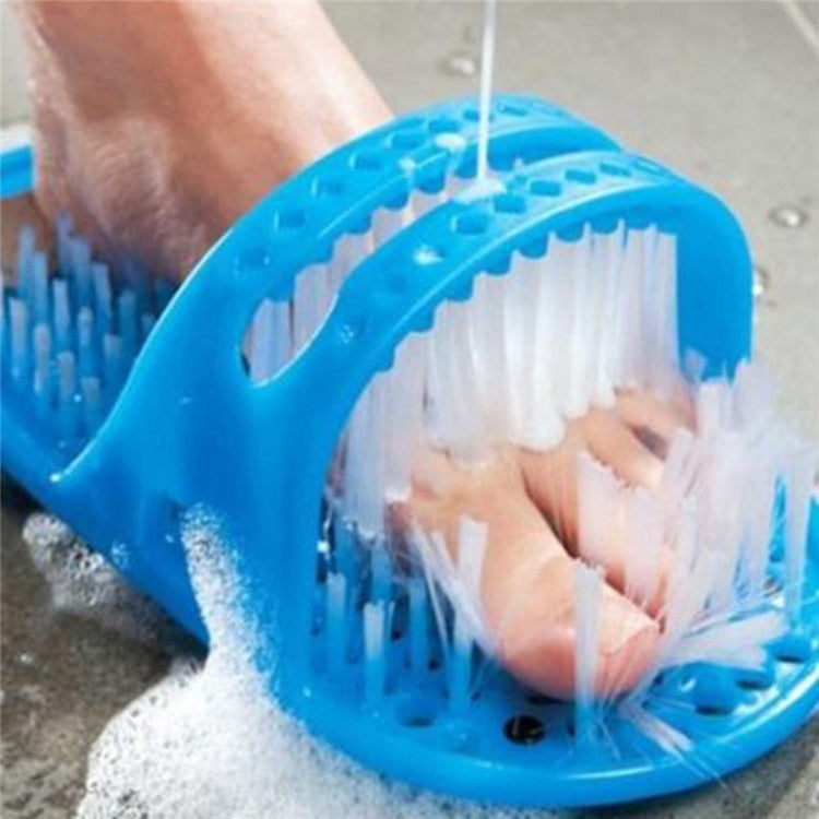 2 PCS Easy Feet Bathroom Clean Exfoliating Scrub Massage Slipper with Brushes