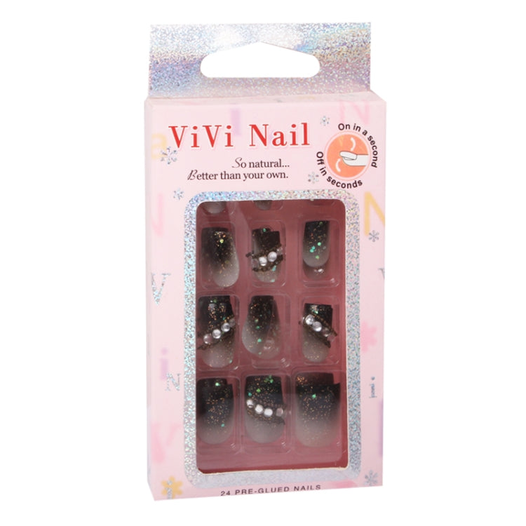 24 in 1 3D Design Rhinestone Nail Stickers, Random Color Delivery