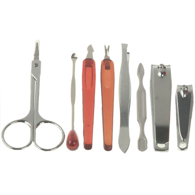 8 in 1 Nail Care Clipper Pedicure Manicure Kits (Flat Nail Clipper, Oblique Nail Clipperï¼ŒScissor, Cuticle knife, Cuticle Shovel, Nail File, Double Side Nail File, Eyebrow Tweezers, Ear Pick)