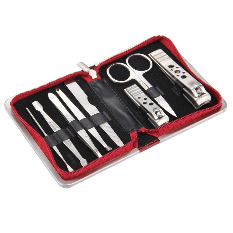 8 in 1 Nail Care Clipper Pedicure Manicure Kits (Large Nail Clippers, Small Nail Clippers, Dead Skin Fork, Dual Head Steel Push, Eyebrow Scissor, Eyebrow Tweezers, Ear Pick, Double Side Nail File)(Silver)