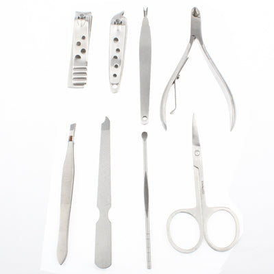 8 in 1 Nail Care Clipper Pedicure Manicure Kits (Flat Nail Clipper,Oblique Nail Clipper,Nipper Clipper Pliers, Scissor, Nail File, Eyebrow Tweezers,Double Side Nail File, Ear Pick)(Silver)